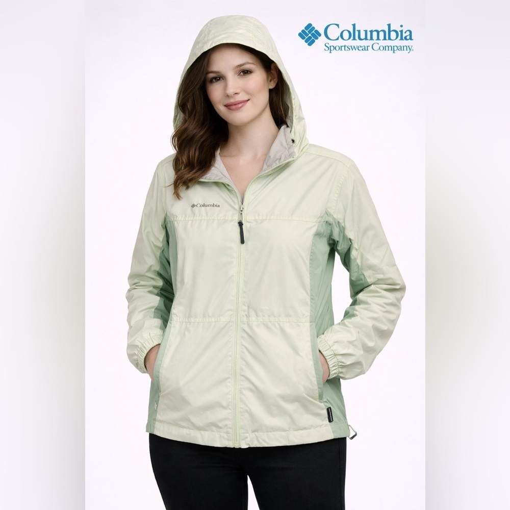 Columbia Packable 2Tone mint Green Women’s LightweightWindbreaker Size XL
